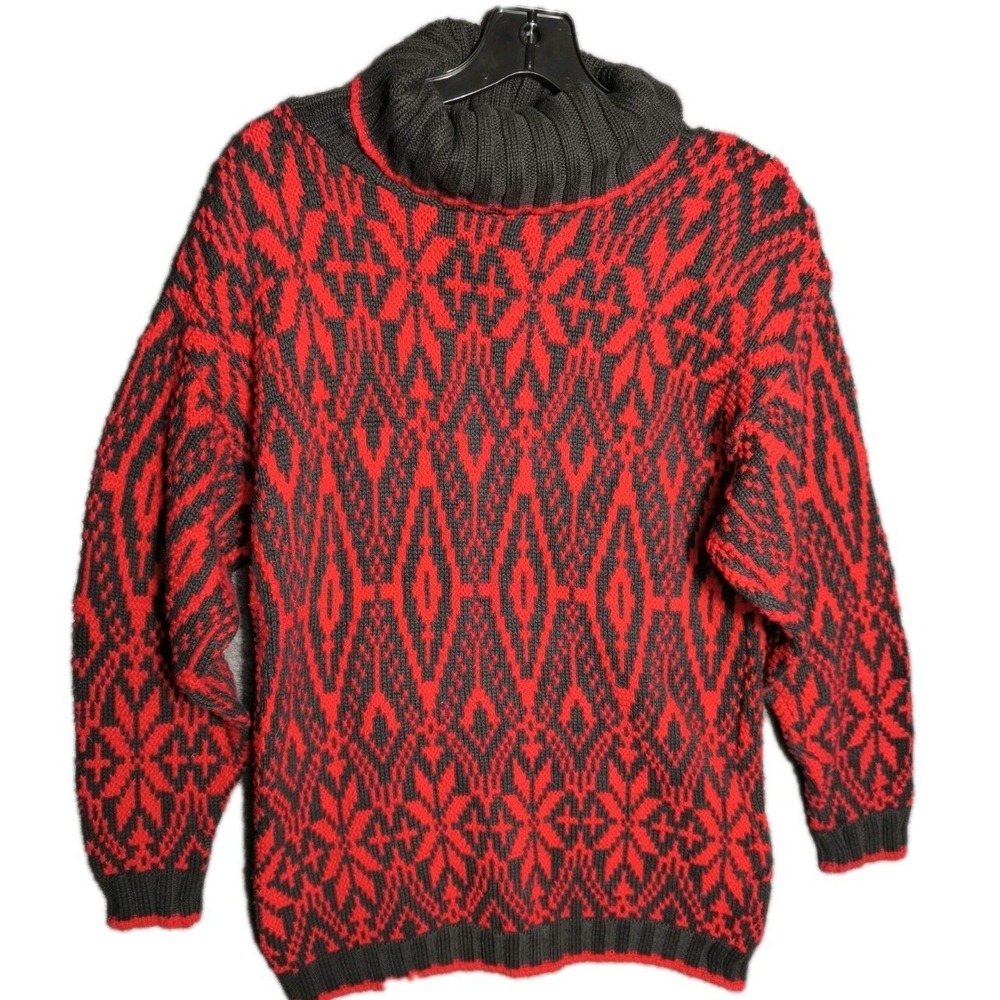 Vintage Sportables Fair Isle Turtleneck Cozy Sweater Women's Small Made in USA